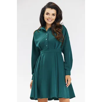 Dámské šaty Elegantní, rozevláté košilové šaty A668 Barva: Zelená, Velikost: XL