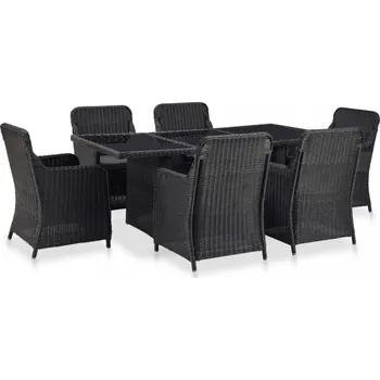 Zahradní sestava Zahradní jídelní set 7 ks polyratan / sklo Dekorhome
