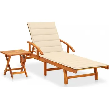 Zahradní lehátko Zahradní lehátko se stolkem akácie / látka Dekorhome