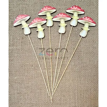 Zápich hřib dřevěný (6 ks) - barevný