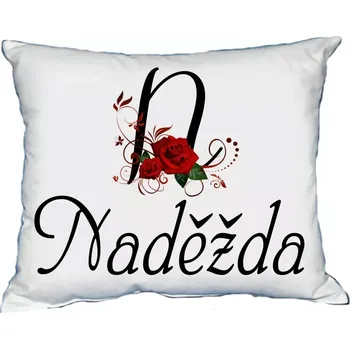 Dekorativní polštářek Polštář s dámským jménem NADĚŽDA Bílý (polštářek dámské jméno )