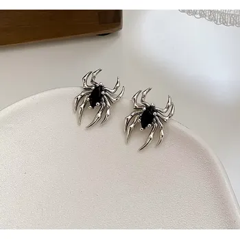 Náušnice B-TOP Retro náušnice s černým krystalem Pavouk