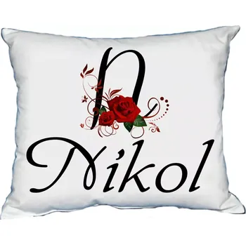 Dekorativní polštářek Polštář s dámským jménem NIKOL Černý (polštářek dámské jméno )