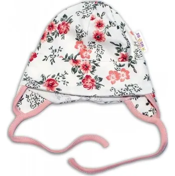 Kojenecká čepice Čepice kojenecká bavlna - RŮŽIČKY na smetanovém - vel.50-56