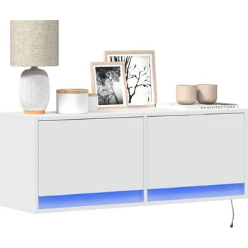 Televizní stolek vidaXL Nástěnná TV skříňka s LED osvětlením 100 x 31 x 35 cm [852367] Barva: Bílá