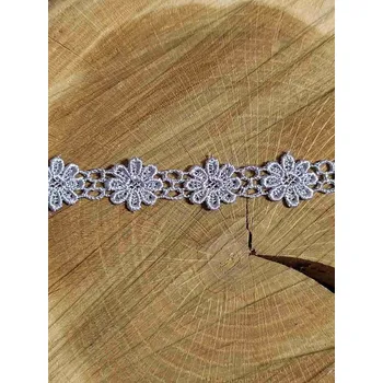 Krajka Vzdušná krajka šíře 20 mm květina barva šedá světlá