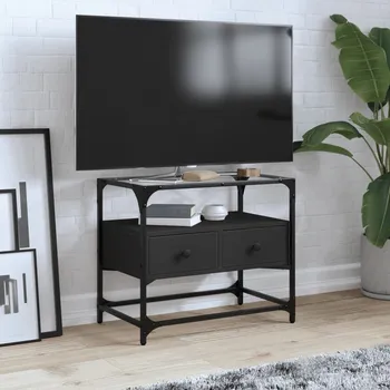Nábytek vidaXL TV skříňka se skleněnou deskou 60x35x51 cm kompozit [846056] Barva: Černá