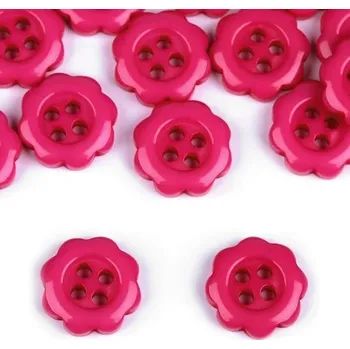 Knoflík Knoflík plastový, 12mm, květ, pink růžový