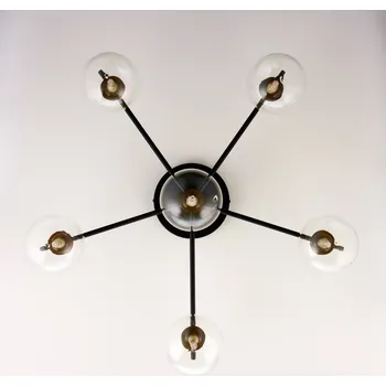 Jupiter Stropní světlo Figaro, 6-ramenné, černé, sklo, výška 34 cm, G9 - Stínidlo na lampu - Ø 19,5 cm, výška 3 cm; Ø stínidlo 14 cm černá, zlatá, čirá 6 x 10 W LED - Doprava zdarma