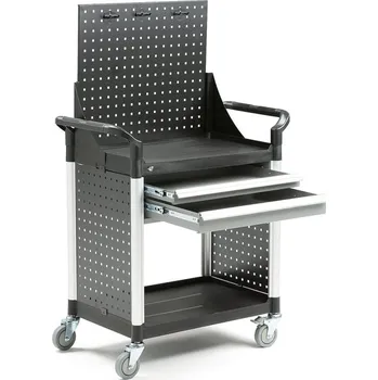 Vozík na nářadí MOVE, se 2 zásuvkami a panelem na nářadí, 850x480x1345 mm