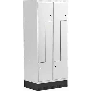 Šatní skříň Šatní skříňka CLASSIC Z, se soklem, 2 sekce, 4 dveře, 1890x800x550 mm, šedé dveře