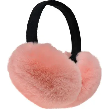 Čepice Plyšové meruňkové klapky na uši na ploché černé čelence