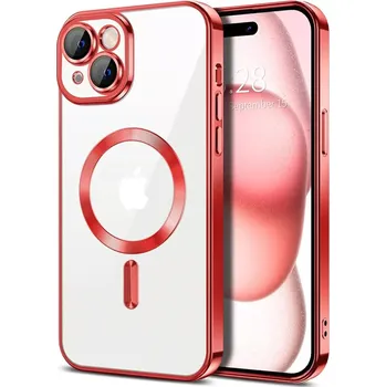 Pouzdro na mobilní telefon Kryt iPhone 15 Plus Techsuit Luxury Crystal MagSafe - červený