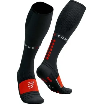 Běžecké oblečení Teplé kompresní běžecké podkolenky Compressport FULL SOCKS WINTER RUN T4 Černá, Červená