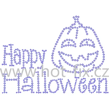 SP018 - Happy Halloween nažehlovací hot-fix kamínková aplikace na textil, rozměry cca 17,6x12,9cm barva: broušené kameny 101/N Crystal /stříbrná