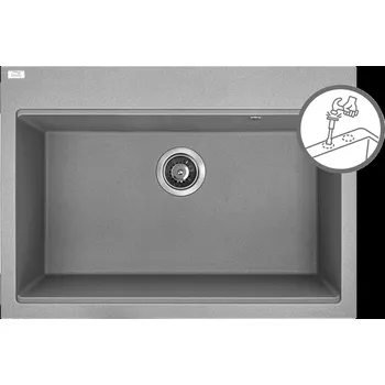 Laveo Tau, 1-komorový granitový dřez 700x500x215 mm, šedá, LAV-SBT_5107