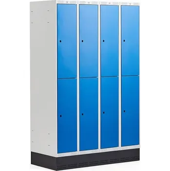 Šatní skříň Boxová šatní skříň CLASSIC, se soklem, 4 sekce, 8 boxů, 1890x1200x550 mm, modré dveře