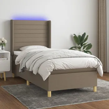Postel vidaXL Box spring postel s matrací a LED 80 x 200 cm textil [3138910] Barva: taupe