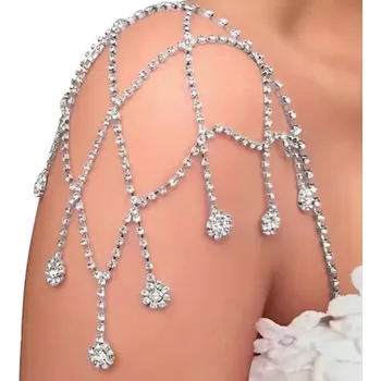 B-TOP Síťované ramínka k podprsence/ šatům s krystalovými přívěsky