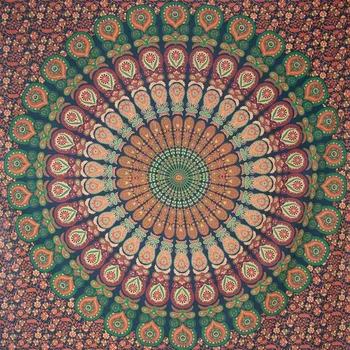 Přehoz na lůžko Bavlněný přehoz na postel s mandalou Šťastný domov 2, Sittar