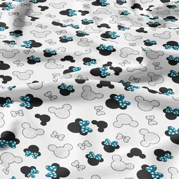 Bavlněná látka, metráž. Kokardy Modré na Bílém