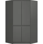 Rohová šatní skříň S100 4D CLP - šedá