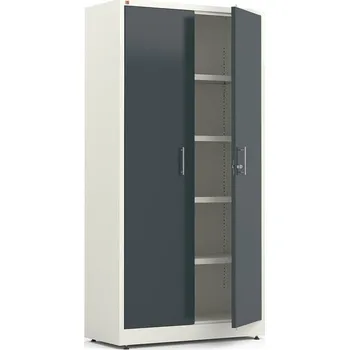 Šatní skříň Kovová skříň SWIFT, 1950x990x450 mm, bílá, antracitové dveře