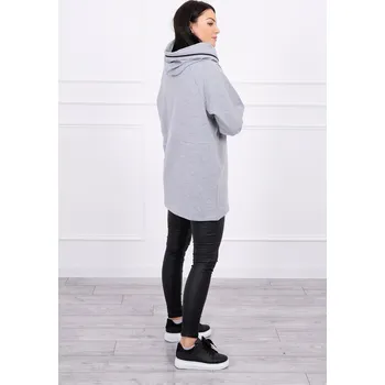 Dámská mikina Tunika na zip s kapucí Oversize šedá UNI