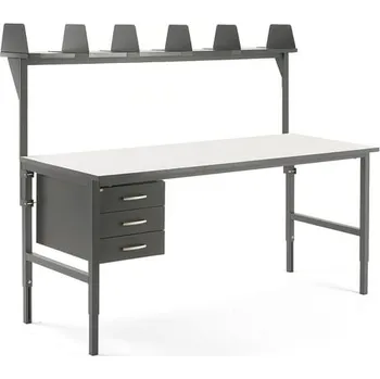 Dílenský stůl Pracovní stůl CARGO, 2000x750 mm, 3 zásuvky + vrchní police