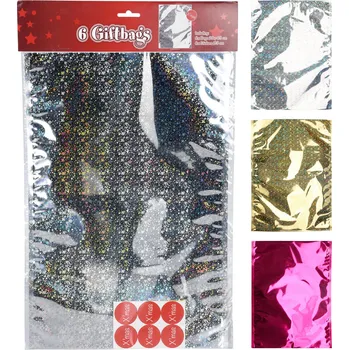 Dárková taška Mat Sáček dárkový 43x29cm (6ks), samolepky pr.3cm (6ks) dekor č.1, mix