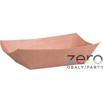 Jednorázové nádobí Tácek papírový zvýšený 17,5 x 11,5 x 4 cm - přírodní (střední)