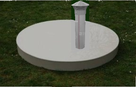 Poklop plastový na studnu s větracím komínkem HT dn110, vnější prům.1000-1300mm (rozměr dle požadavku), výška prstence 50mm