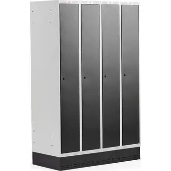 Šatní skříň Šatní skříňka CLASSIC, se soklem, 4 sekce, 1890x1200x550 mm, černé dveře