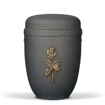 Smuteční dekorace Ocelová urna třpytivá s růží 805RO