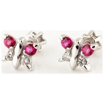 Náušnice Stříbrné náušnice motýlci s růžovými zirkony STNAD084F