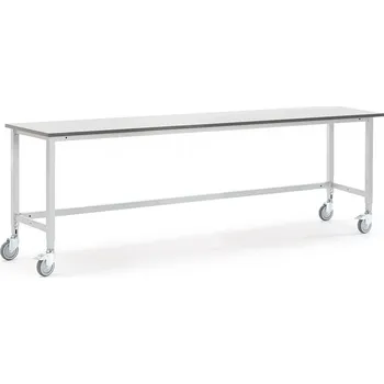 Dílenský stůl Pojízdný dílenský stůl MOTION, 2500x600 mm, šedá deska HPL