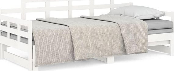 foto Postel Výsuvná postel 2x 80 x 200 cm masivní borovice bílá