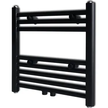 Radiátor vidaXL Černý žebříkový radiátor na ručníky rovný ústřední topení 480 x 480 mm [141888] Barva: Černá