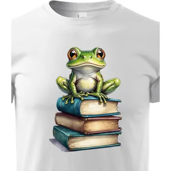 Dívčí tričko Dětské tričko Žába a knihy, Barva Bílá, Velikost 146 cm/10 roků, Canvas Dětské tričko Bezvatriko.cz 2772