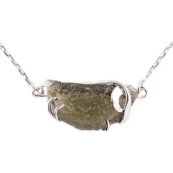 Náhrdelník vltavín - stříbrný náhrdelník (110V) povrchová úprava: zlacené