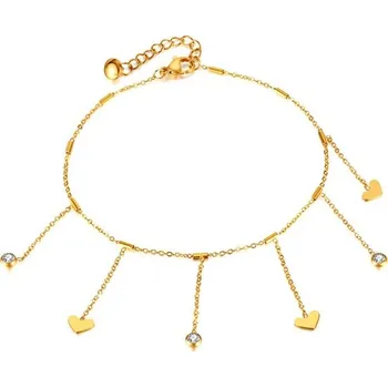 Náramek Řetízek na nohu z chirurgické oceli s přívěšky Zlatý Titan Jewerly 97k-cube