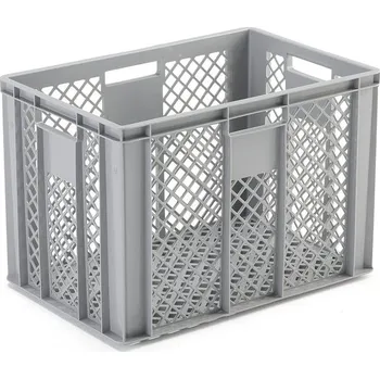 Perforovaná plastová přepravka WATTS, 600x400x410 mm, šedá