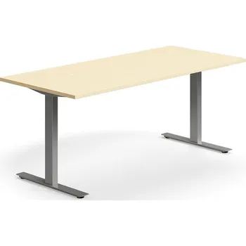 Psací stůl Psací stůl QBUS, T-nohy, 1800x800 mm, stříbrná podnož, bříza