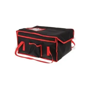 Termobox Taška na 12x lunchbox 20x25 cm z codury, zapínání na suchý zip, černý s červeným lemováním | FURMIS, LUNCHBOX 12