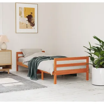 Postel vidaXL Rám postele 90 x 200 cm masivní borovice [821624] Barva: Hnědá