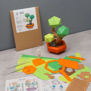 omalovánky DIY kreativní sada: Bonsai světle zelená ✂️: předřezaná (rovnou lepíš)