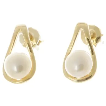 Náušnice Dámské stříbrné pozlacené naušnice s perličkou STNAU0831F