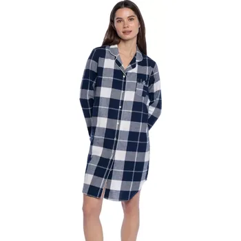 Dámská noční košile GUASCH Dámská noční košila TERESA, Tmavě modrá, V dárkovém boxu, Bavlna 100%, Dlouhý rukáv - vel. XL