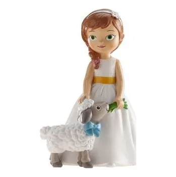 Jedlá dekorace na dort Figurka na dort holčička s ovečkou - Dekora