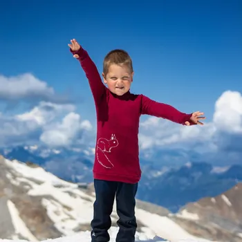 Chlapecká mikina Tarua merino mikina dětská s rolákem - bordó s veverkou Velikost: 98/104